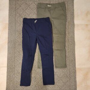 Andy & Evan Pants Khaki Straight Elastic Waist Lot of 2 Green Navy  - Size 8